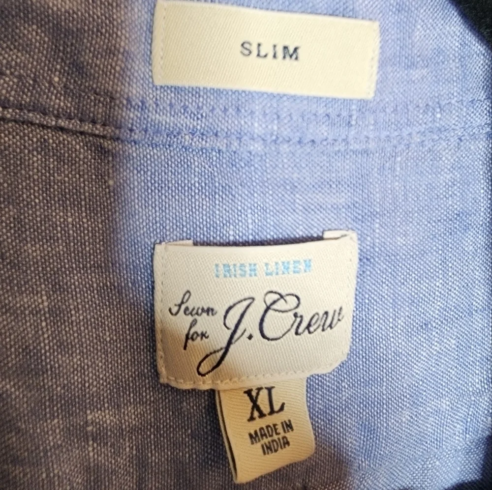 100% Linen J. Crew‎ Baird McNutt Blue Long Sleeve Button Shirt Men's Size XL